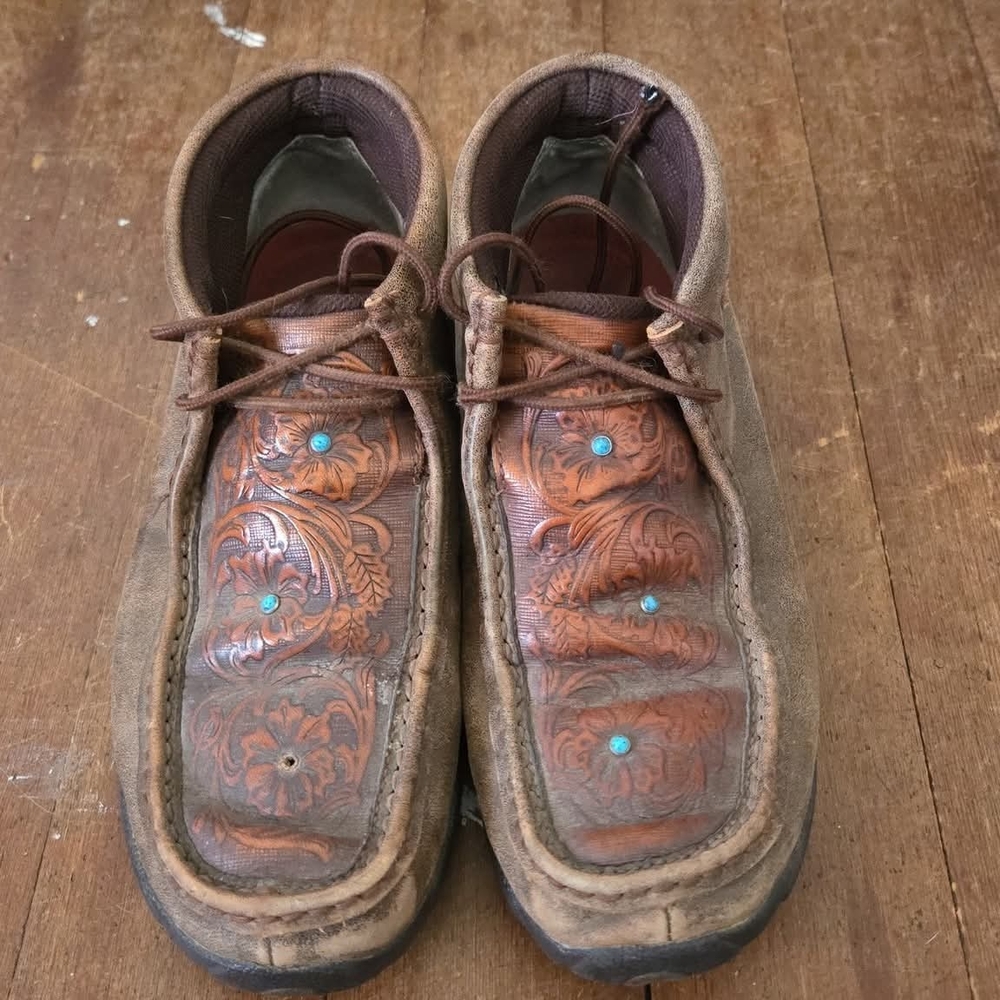 Twisted X Brown Moccasins with Leather Finish